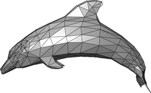 A complicated 3d model of a dolphin