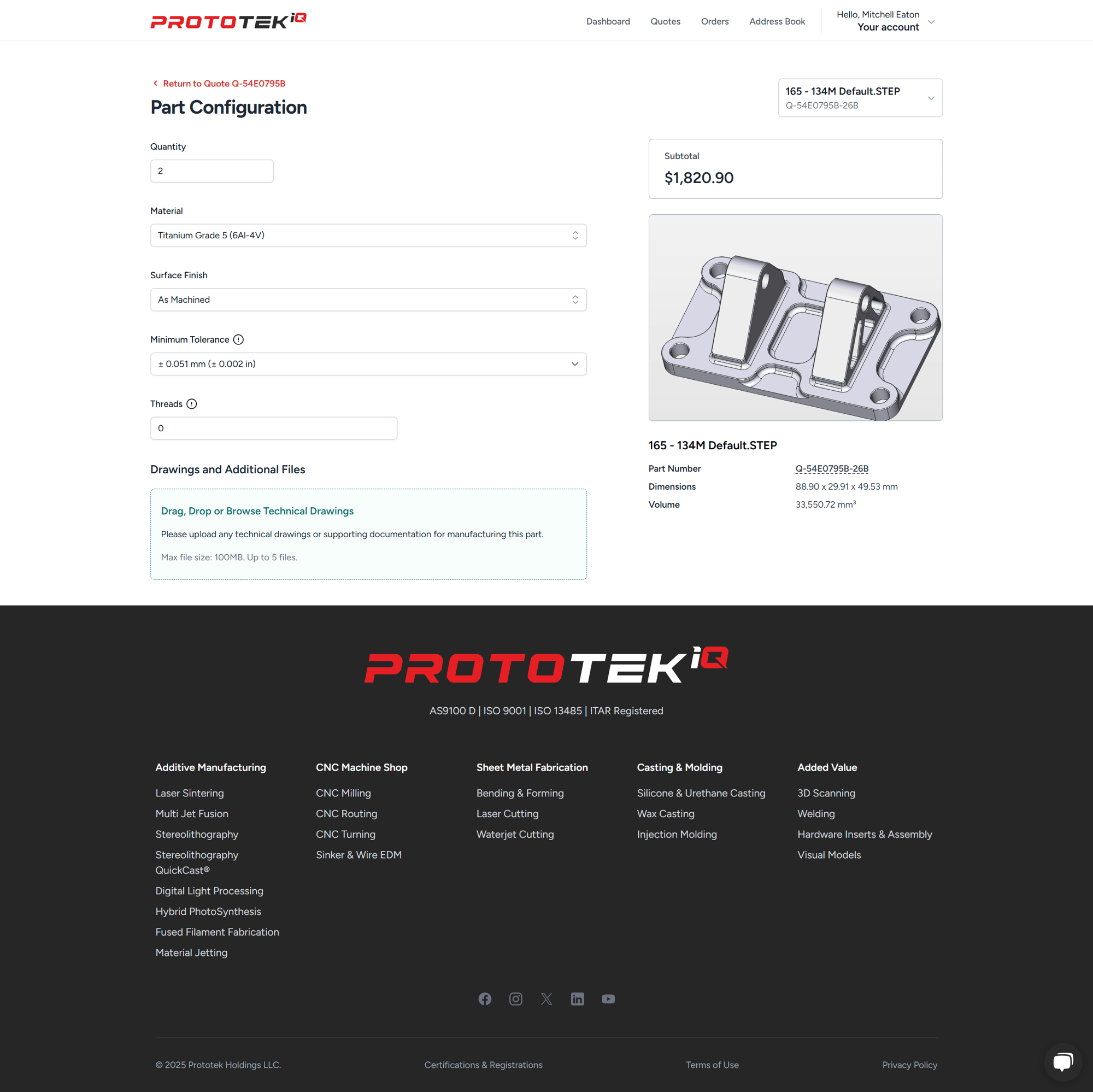 Prototek Instant Quote